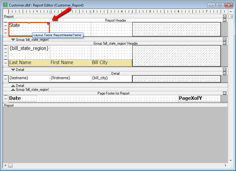 Layout Table Select Cell